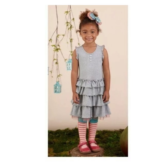Matilda Jane Size 4T Knit Gray Ruffle Tulle Dress - Picture 2 of 5
